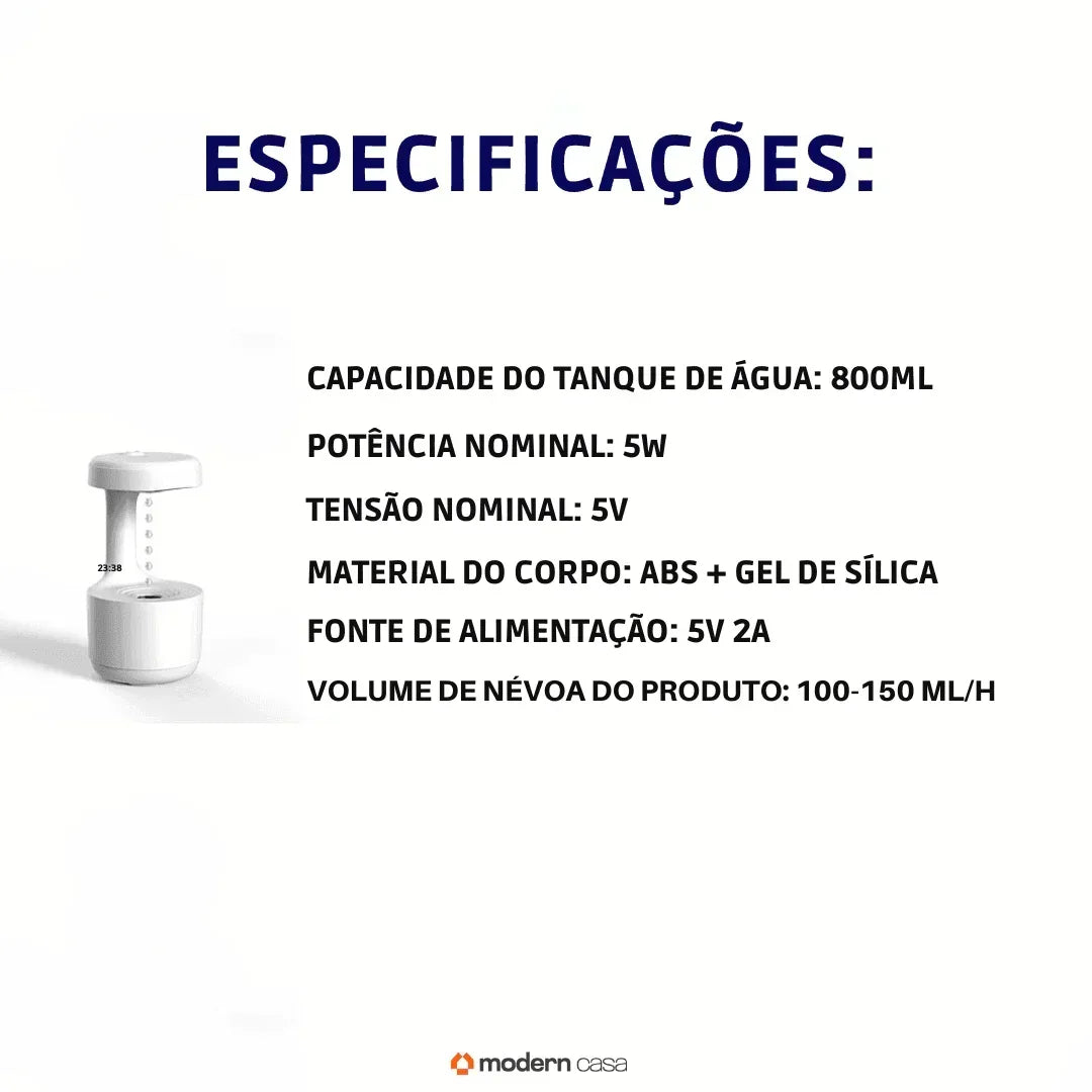 Difusor e Umidificador de Ar Anti Gravidade - Modern Casa