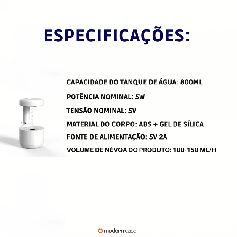Difusor e Umidificador de Ar Anti Gravidade - Modern Casa