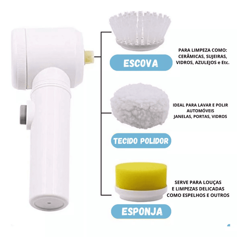 Escova de Limpeza Elétrica Multifuncional Turbo Clean - Modern Casa