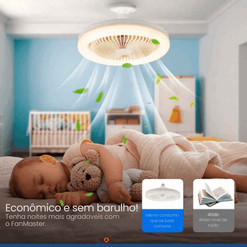 Luminária Com Ventilador e Luz De Teto Com Controle - Modern Casa