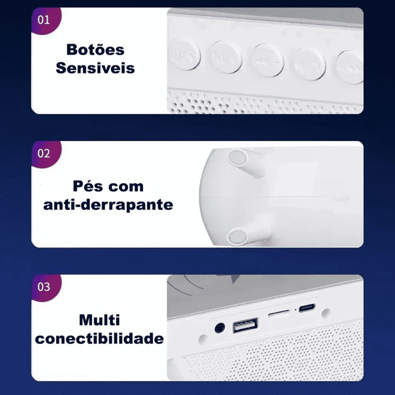 Luminária Multifuncional Carregador por Indução e Alto Falante - Modern Casa