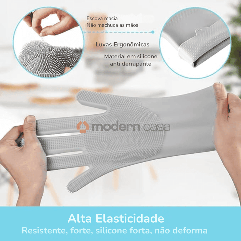Luva Mágica Silicone para Lavar Louça - Multiuso - Modern Casa