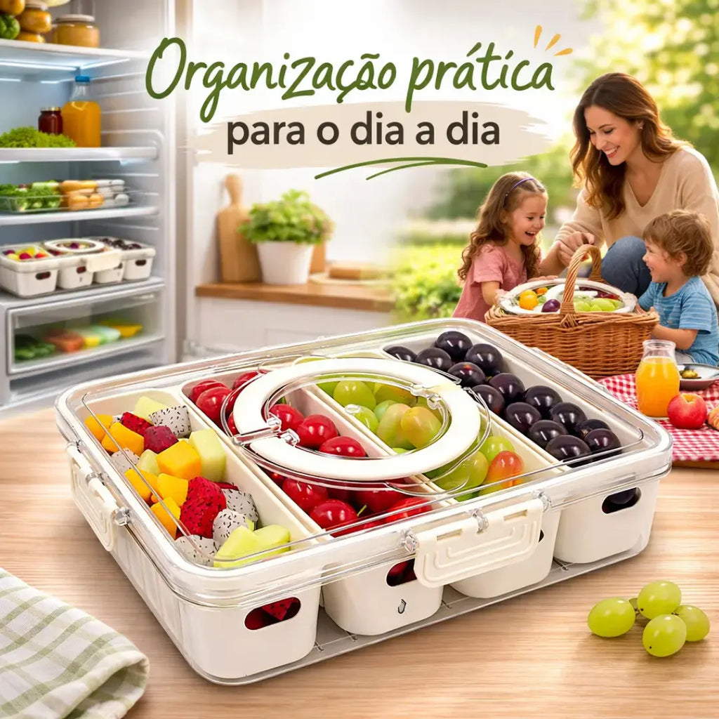 Pote Hermético Organizador de Geladeira com 4 Divisórias