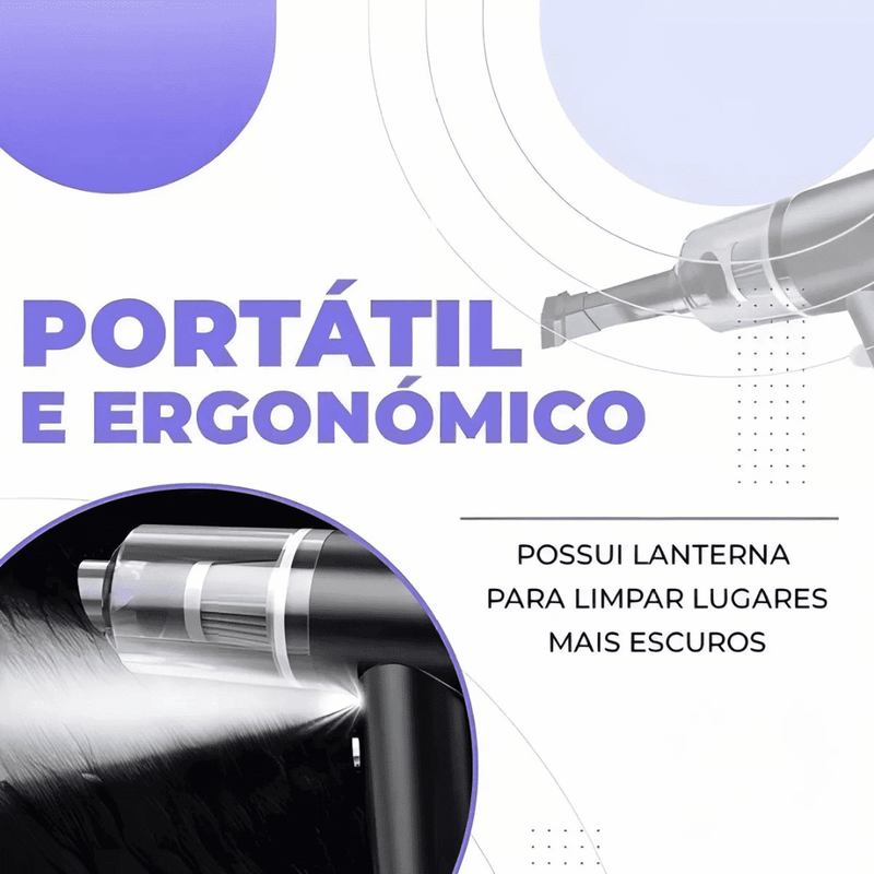Mini Aspirador de Pó Portátil 3 em 1 Recarregável