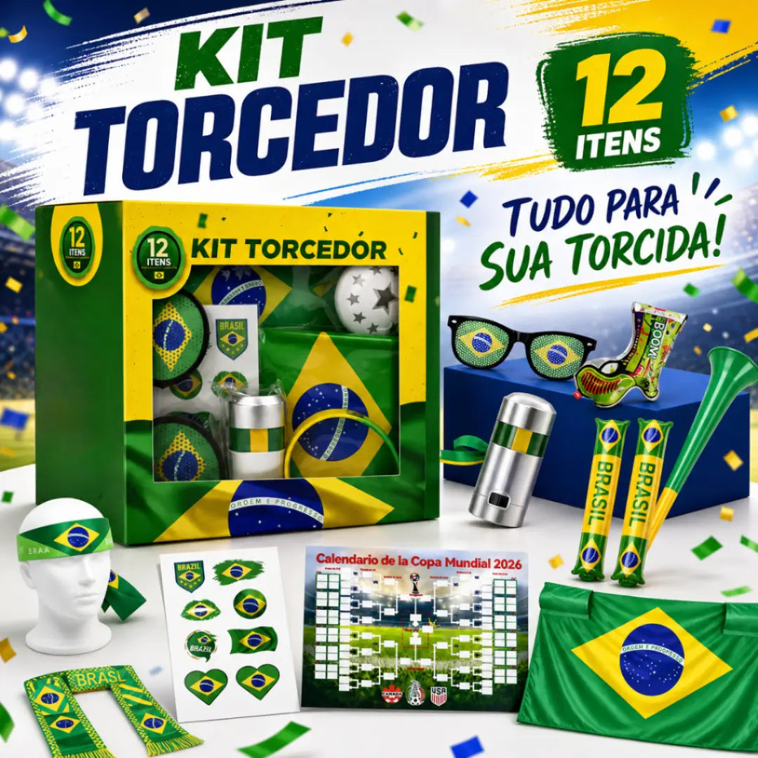 Kit Torcedor Brasil Copa do Mundo – 12 Itens para Torcer com Estilo e Entrar no Clima da Festa