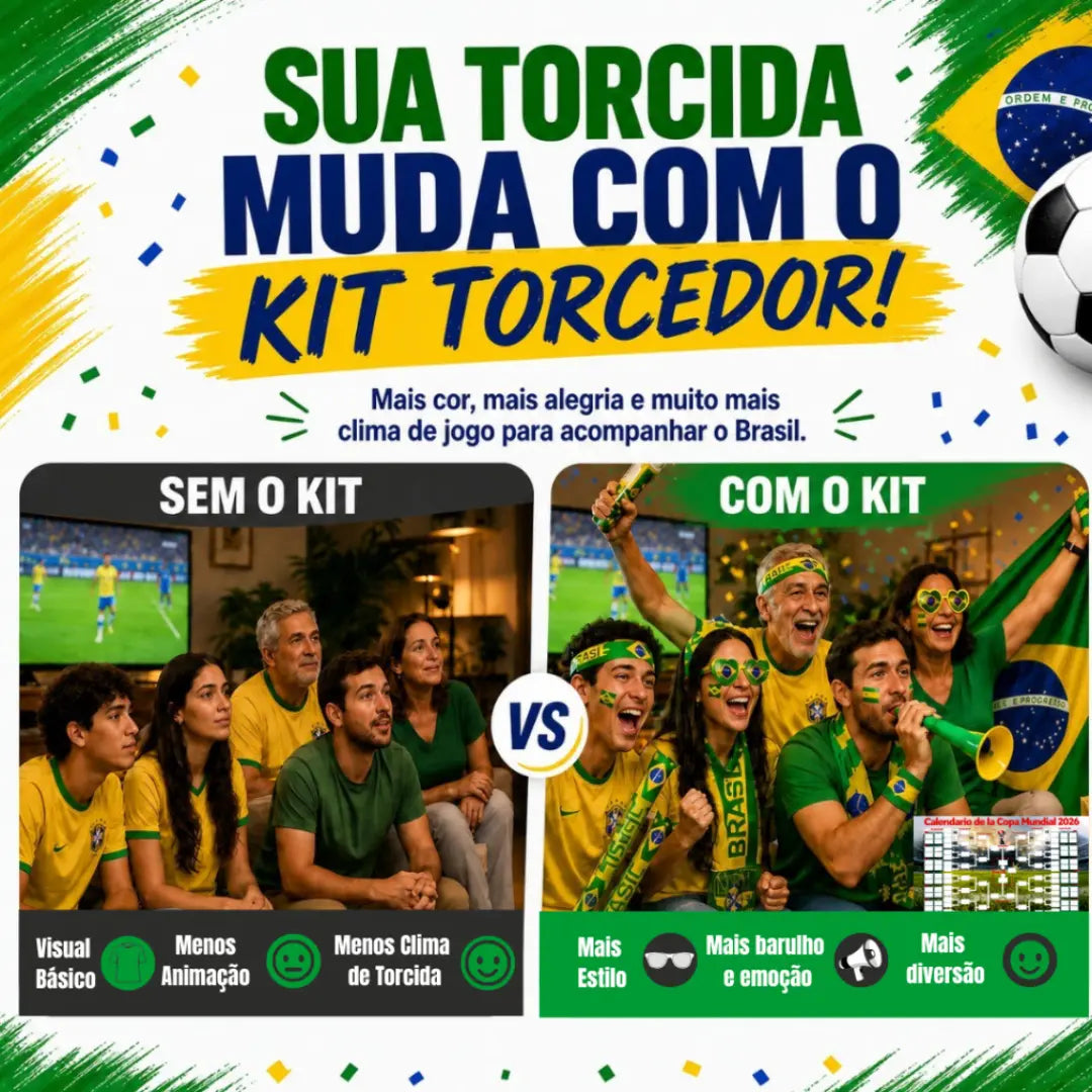 Kit Torcedor Brasil Copa do Mundo – 12 Itens para Torcer com Estilo e Entrar no Clima da Festa