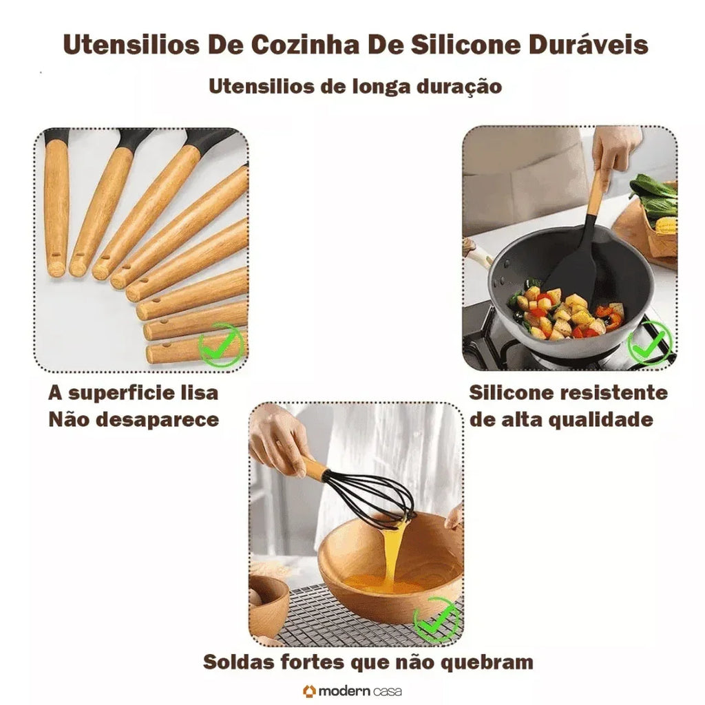 Conjunto de Utensílios em Silicone 12 Peças - Modern Casa