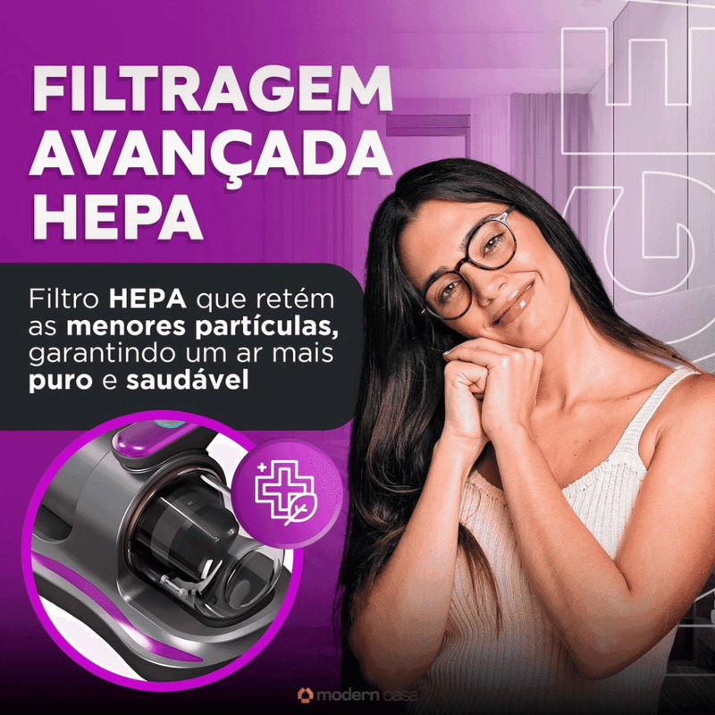 Aspirador Portátil Anti-Ácaro Esterilização Sem Fio - Modern Casa