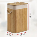 Cesto de Roupa Bambu c/ Tampa Retangular - Modern Casa