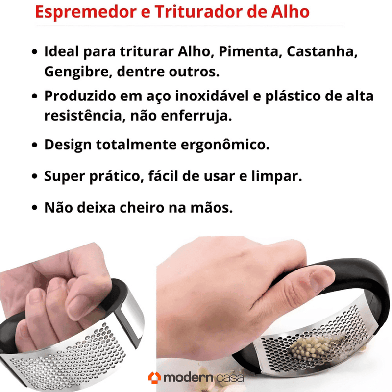 Amassador de Alho Manual Inox - Modern Casa
