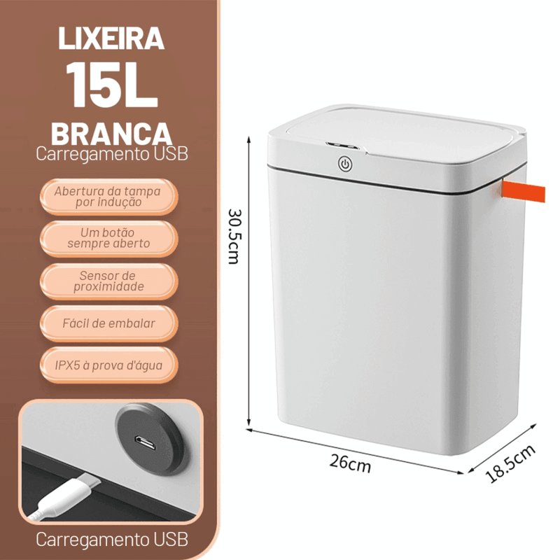 Lixeira Automática Inteligente Com Sensor 15 Litros - Modern Casa