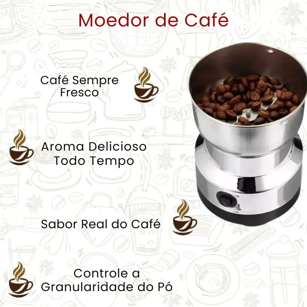 Moedor de Café Elétrico Multifuncional em Aço Inox