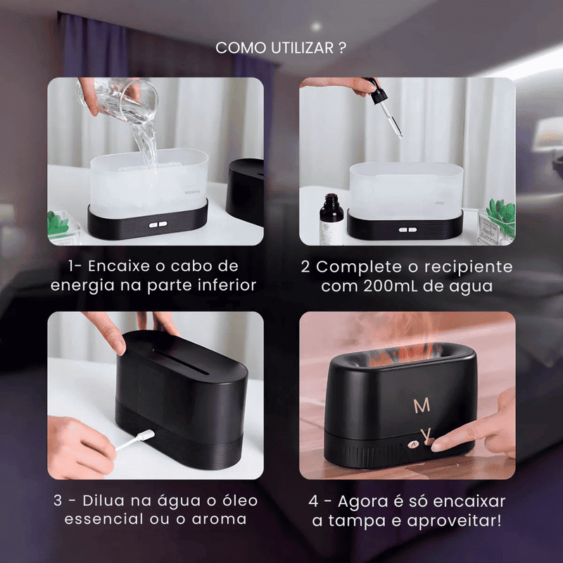 Difusor De Aromas Umidificador Lareira Aromaterapia