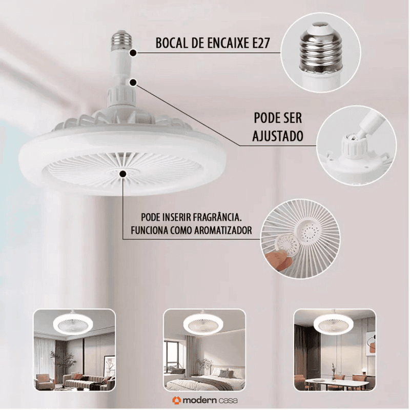 Luminária Com Ventilador e Luz De Teto Com Controle - Modern Casa