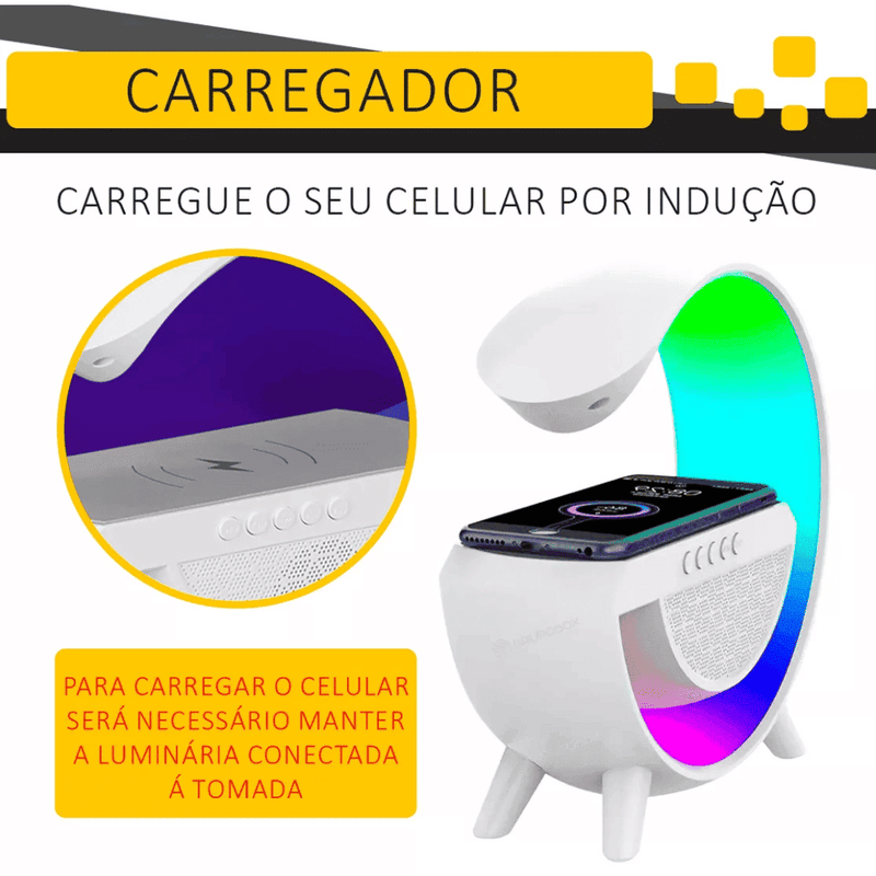 Luminária Multifuncional Carregador por Indução e Alto Falante - Modern Casa