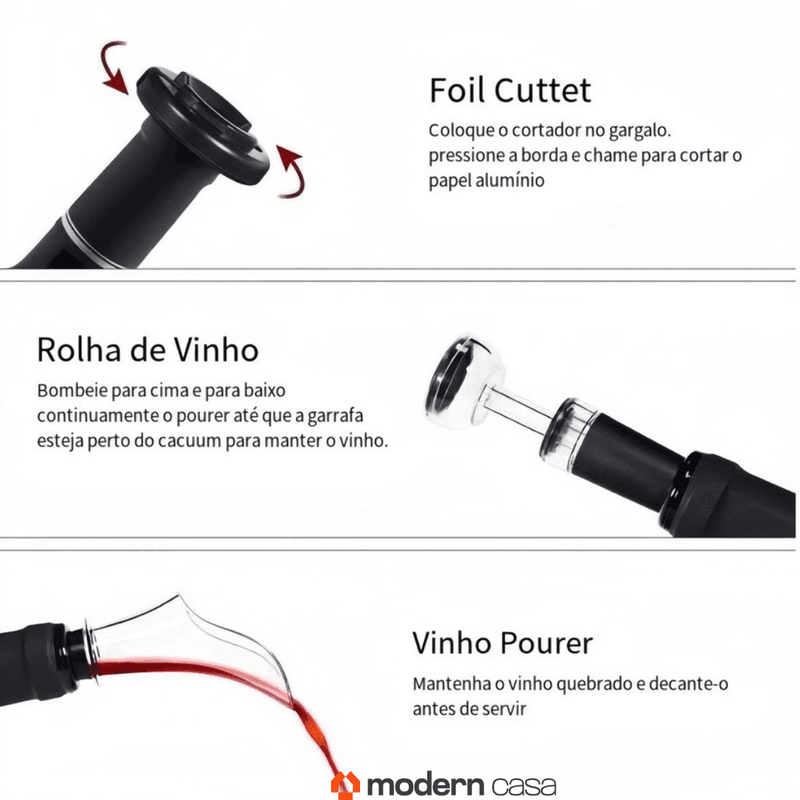 Abridor Elétrico Para Garrafas de Vinhos - Modern Casa