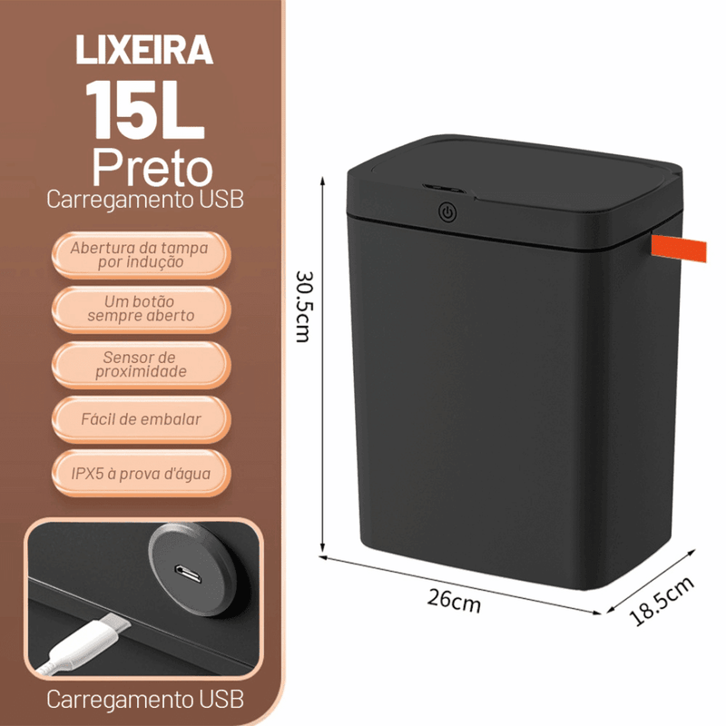 Lixeira Automática Inteligente Com Sensor 15 Litros - Modern Casa