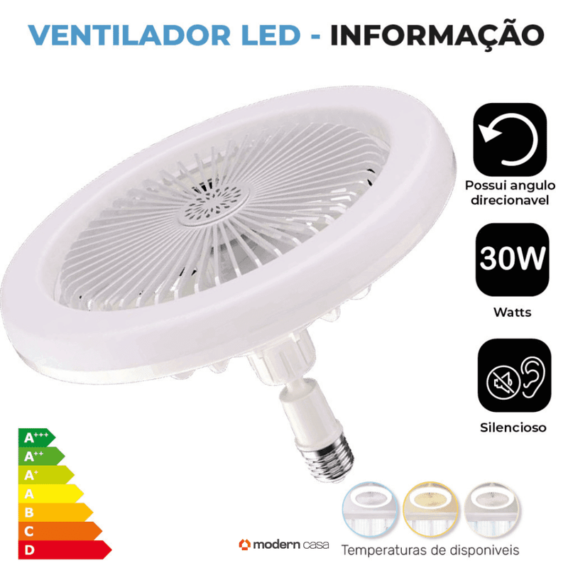 Luminária Com Ventilador e Luz De Teto Com Controle - Modern Casa