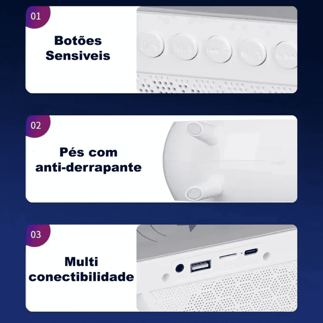 Luminária Multifuncional Carregador por Indução e Alto Falante - Modern Casa