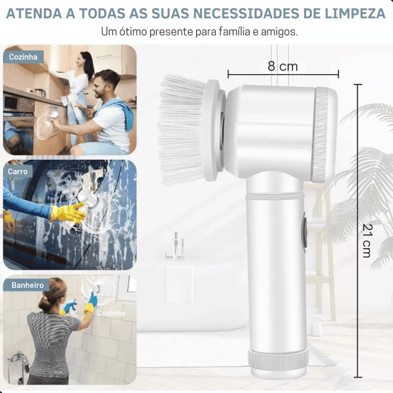 Escova de Limpeza Elétrica Multifuncional Turbo Clean - Modern Casa