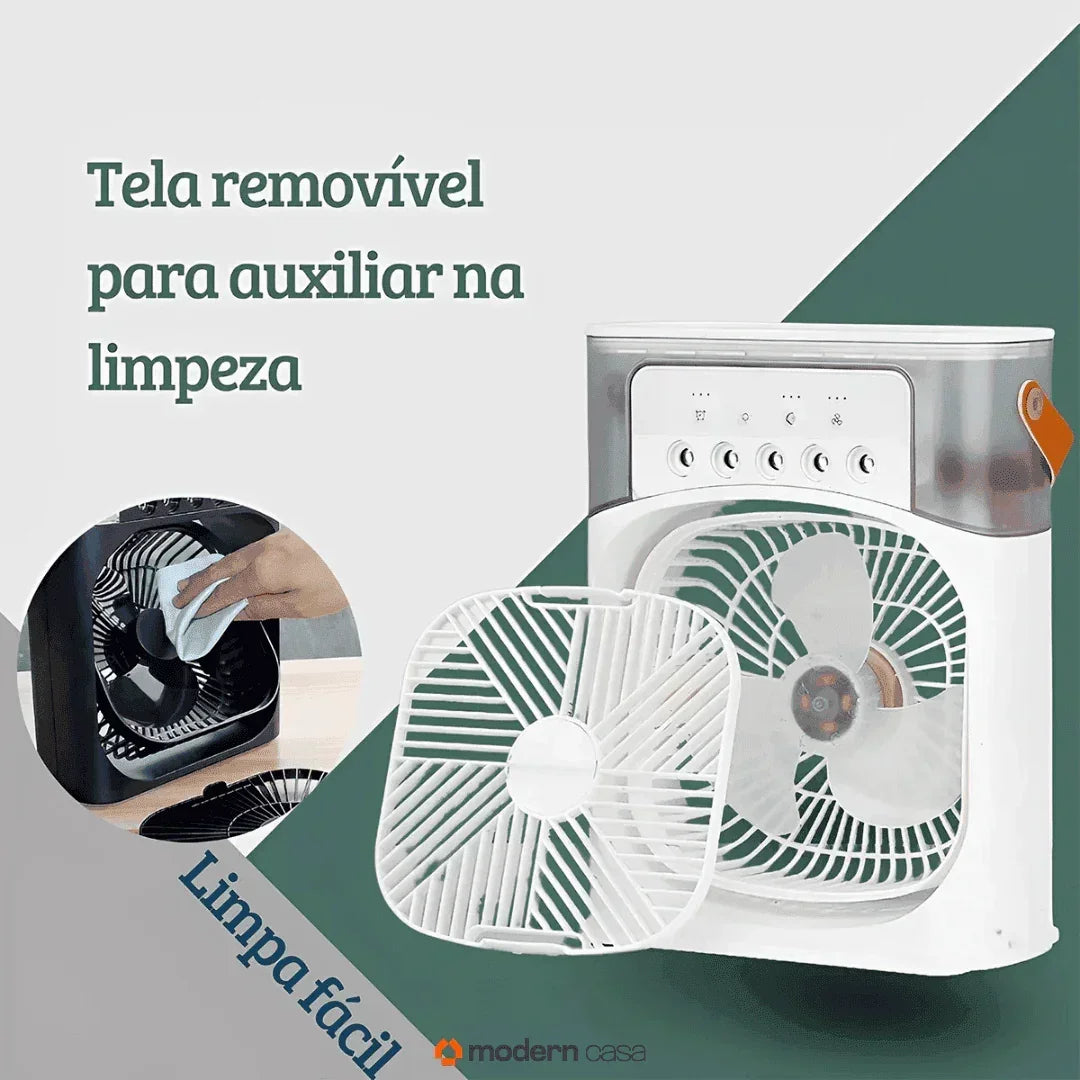 Mini Ventilador e Umidificador de Mesa Portátil Led - Modern Casa