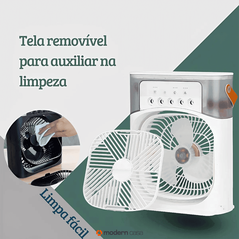 Mini Ventilador e Umidificador de Mesa Portátil Led - Modern Casa