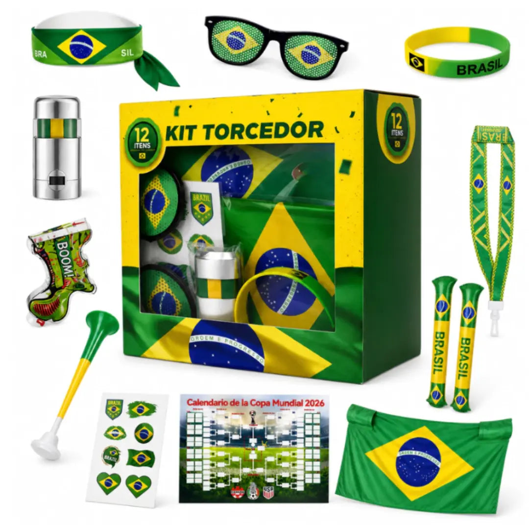 Kit Torcedor Brasil Copa do Mundo – 12 Itens para Torcer com Estilo e Entrar no Clima da Festa