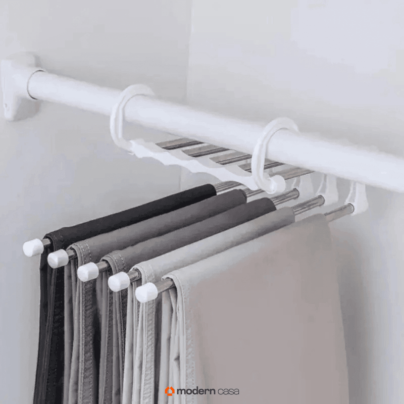 Cabide Organizador Inox para Calças - Retrátil 5 em 1 - Modern Casa