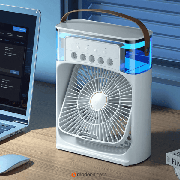 Mini Ventilador e Umidificador de Mesa Portátil Led - Modern Casa