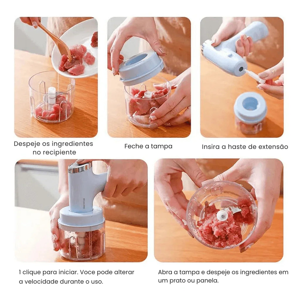 Mini Batedeira e Processador 3 em 1 Portátil - Modern Casa