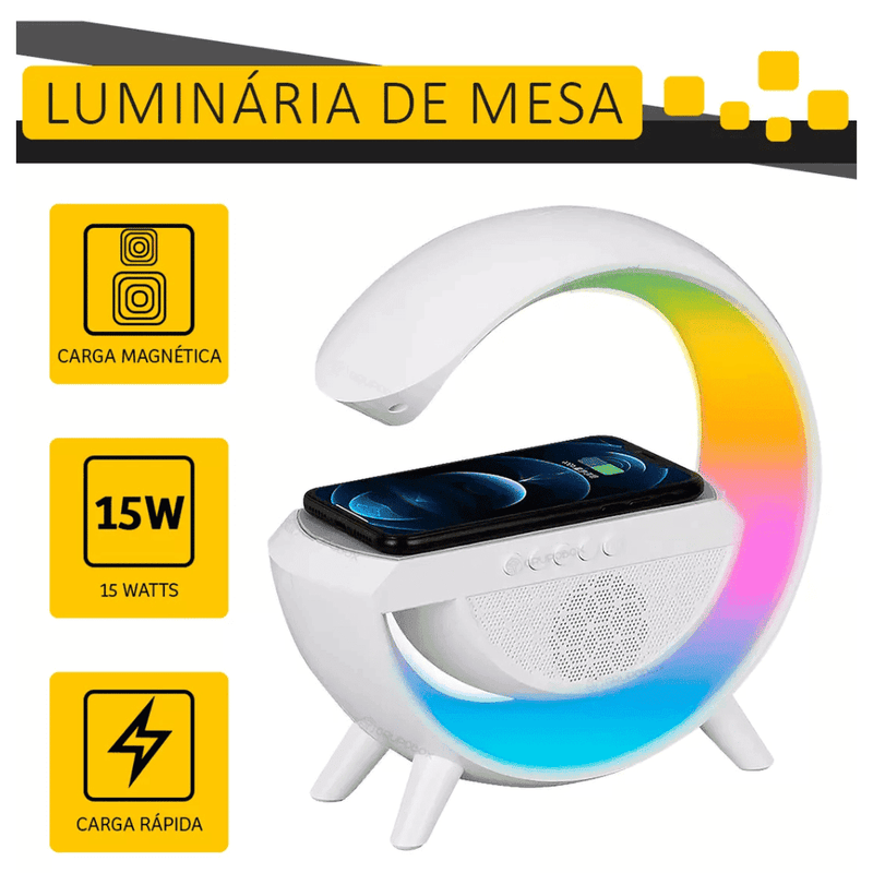 Luminária Multifuncional Carregador por Indução e Alto Falante - Modern Casa