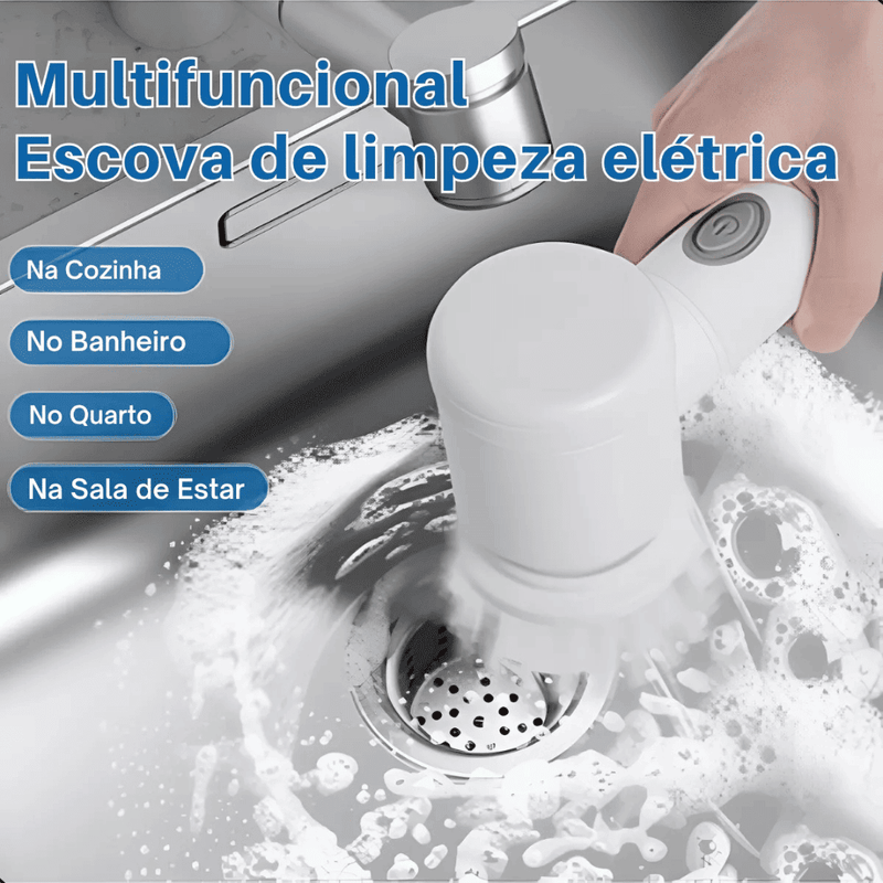Escova de Limpeza Elétrica Multifuncional Turbo Clean - Modern Casa