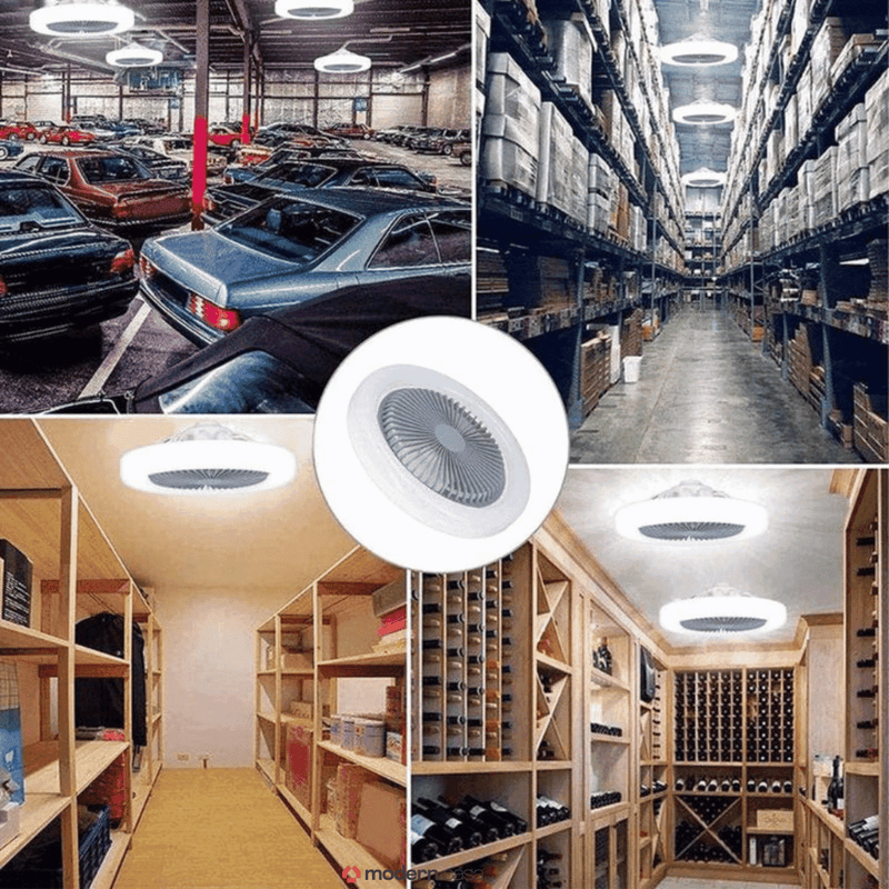 Luminária Com Ventilador e Luz De Teto Com Controle - Modern Casa