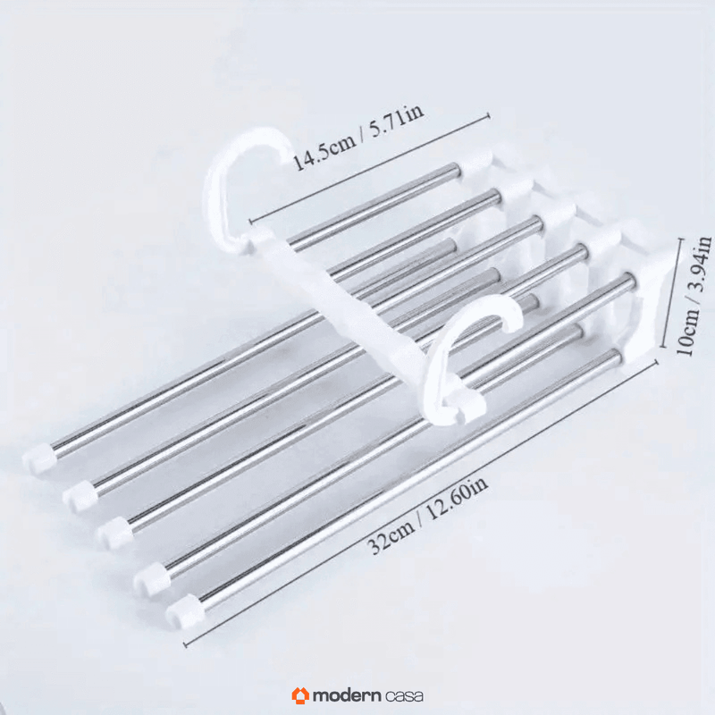 Cabide Organizador Inox para Calças - Retrátil 5 em 1 - Modern Casa