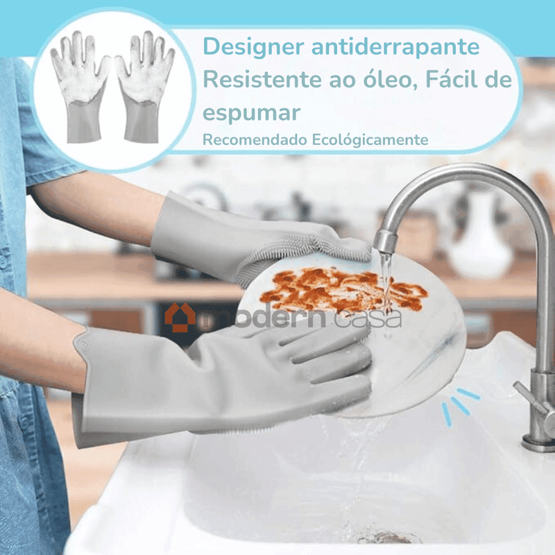 Luva Mágica Silicone para Lavar Louça - Multiuso - Modern Casa
