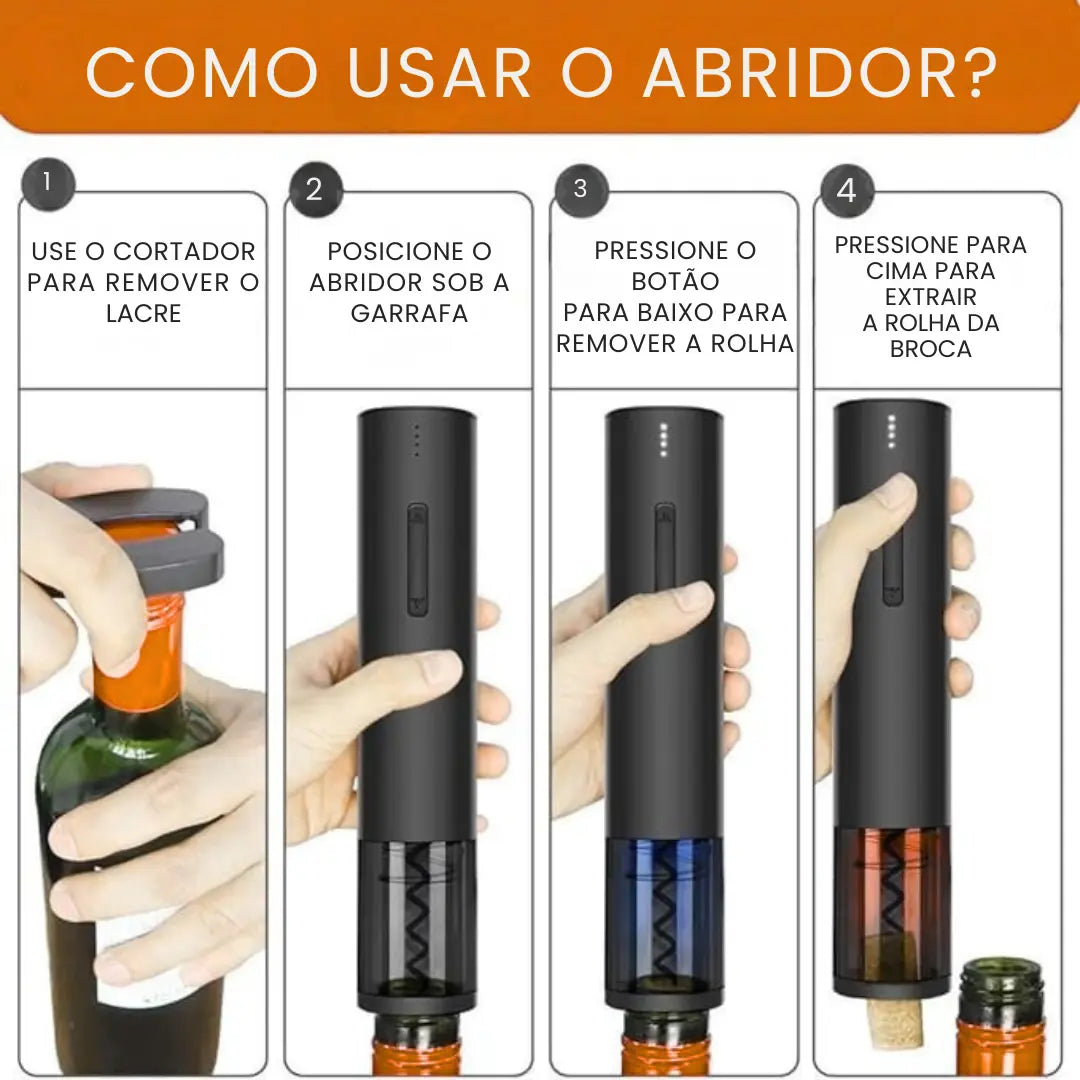 Abridor de Vinho Elétrico Automático - Modern Casa