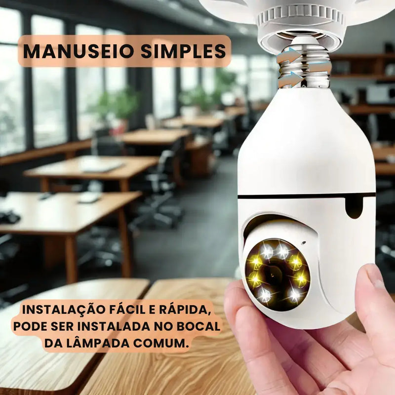 Câmera de Segurança Wi-Fi 360° em formato de lâmpada