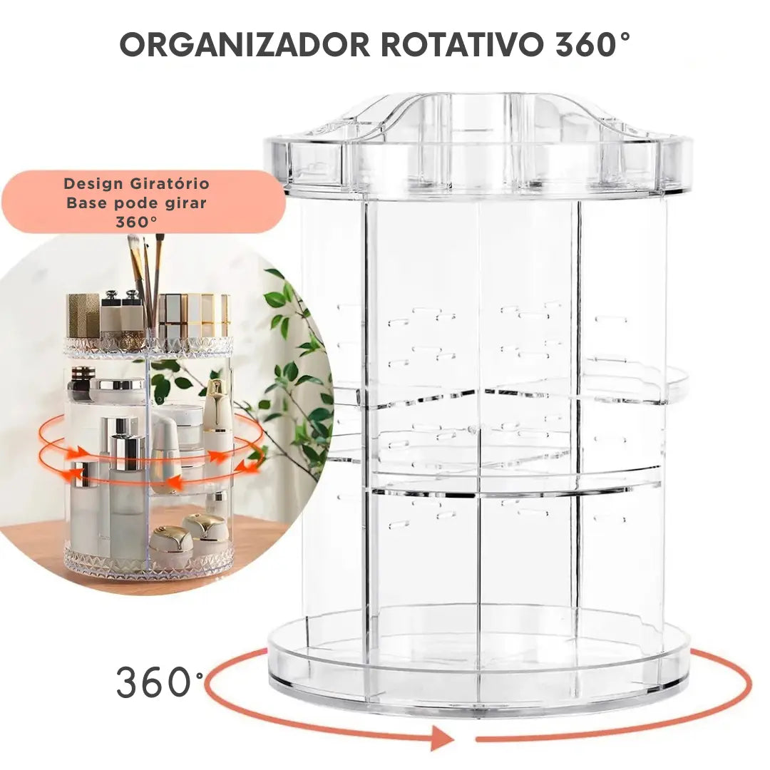 Organizador de Maquiagem em Acrílico Giratório 360°