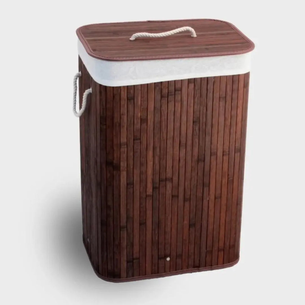 Cesto de Roupa Bambu c/ Tampa Retangular