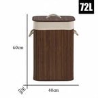 Cesto de Roupa Bambu c/ Tampa Retangular