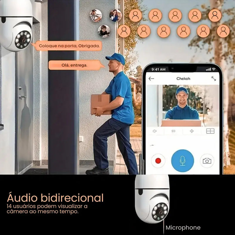 Câmera de Segurança Wi-Fi 360° em formato de lâmpada