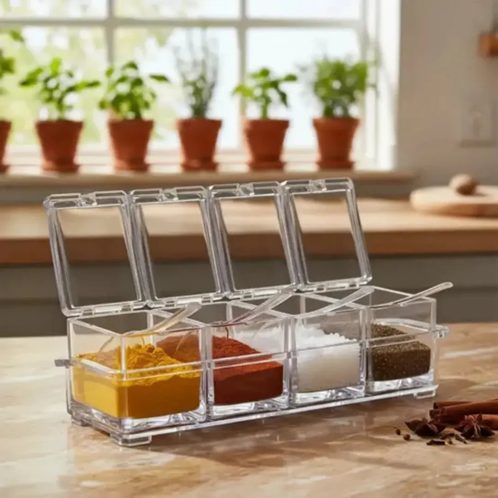 Porta Temperos e Condimentos Acrílico 4 Potes Organizadores