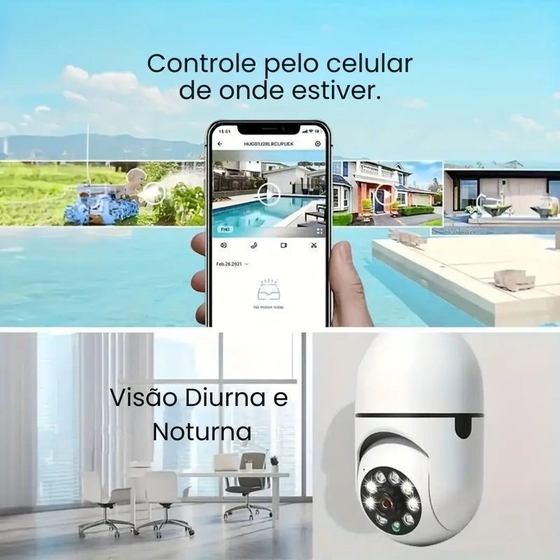 Câmera de Segurança Wi-Fi 360° em formato de lâmpada