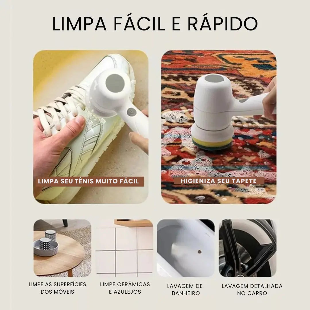 Escova de Limpeza Elétrica Multifuncional Turbo Clean - Modern Casa