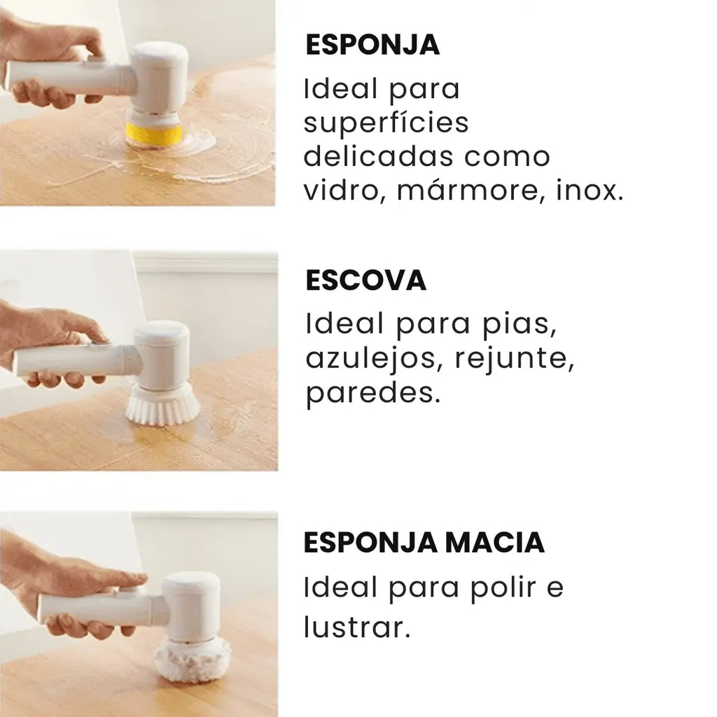 Escova de Limpeza Elétrica Multifuncional Turbo Clean - Modern Casa