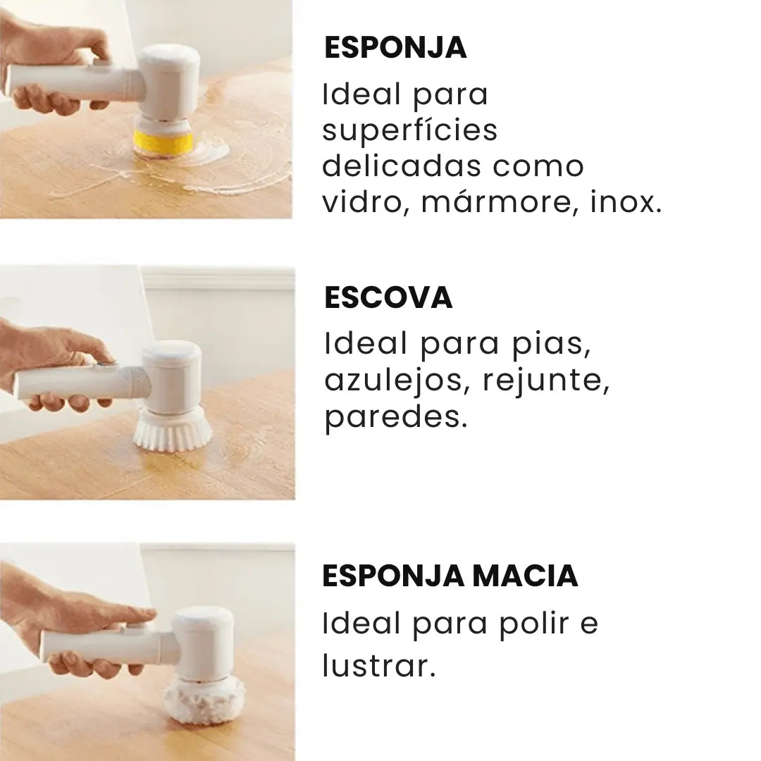 Escova de Limpeza Elétrica Multifuncional Turbo Clean - Modern Casa