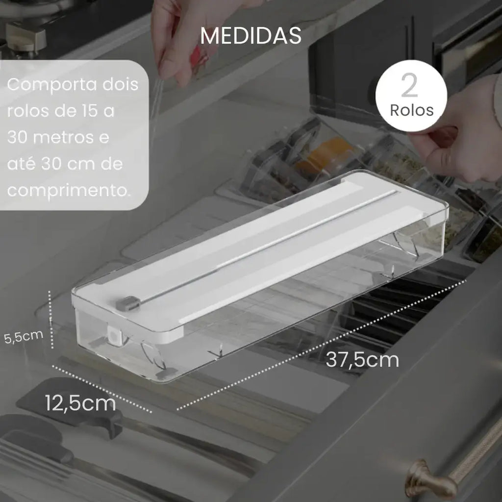 Organizador de Rolos Papel Filme Alumínio Duplo Clear