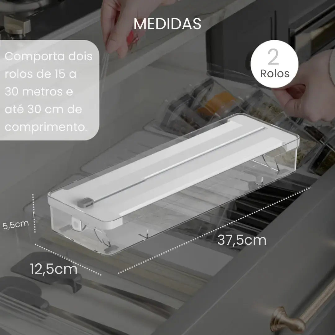Organizador de Rolos Papel Filme Alumínio Duplo Clear