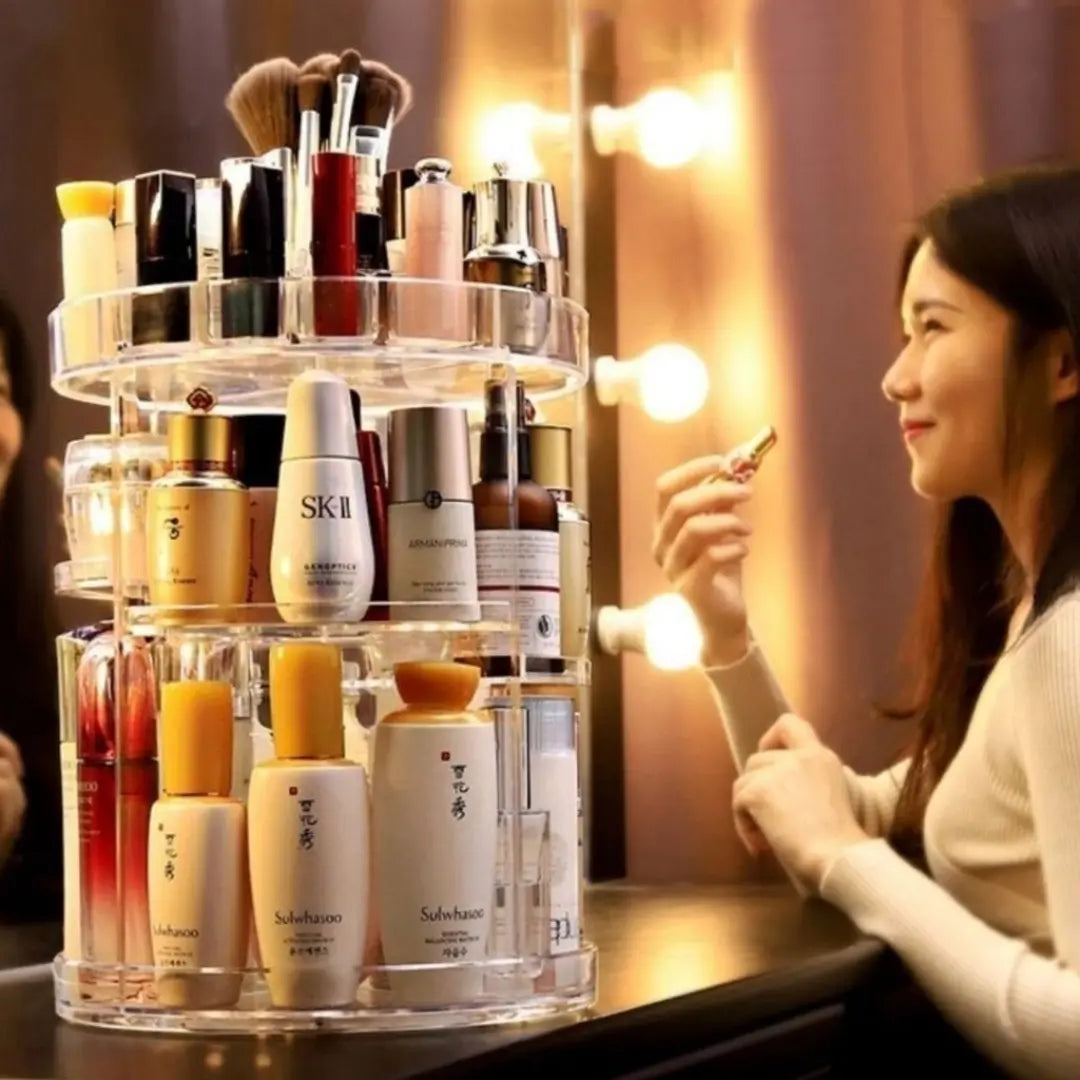 Organizador de Maquiagem em Acrílico Giratório 360°