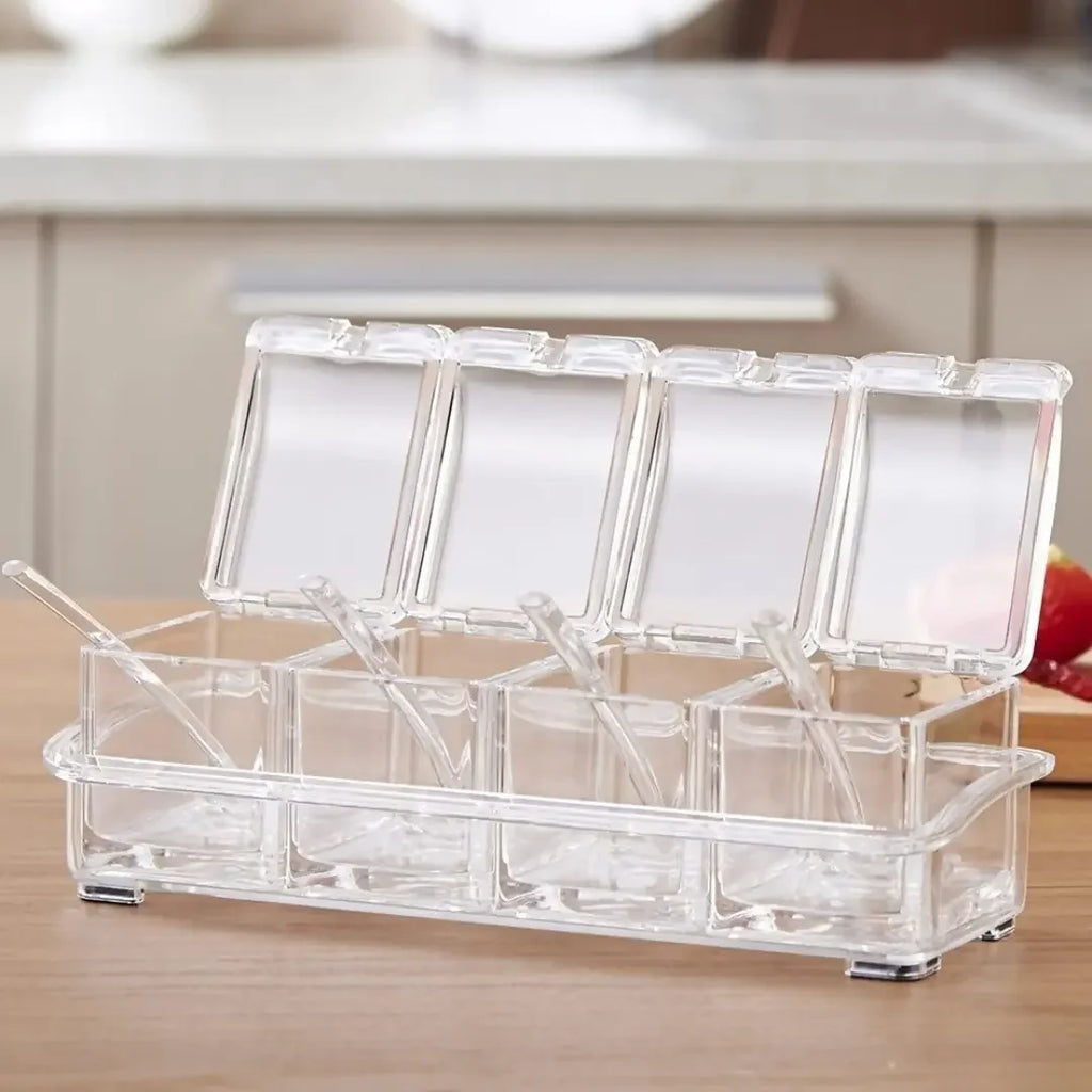 Porta Temperos e Condimentos Acrílico 4 Potes Organizadores